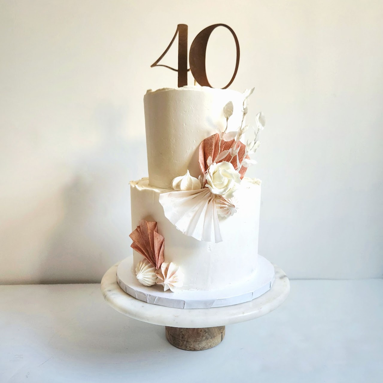 Pastel, rose gold birthdaay cake · Milestone cake